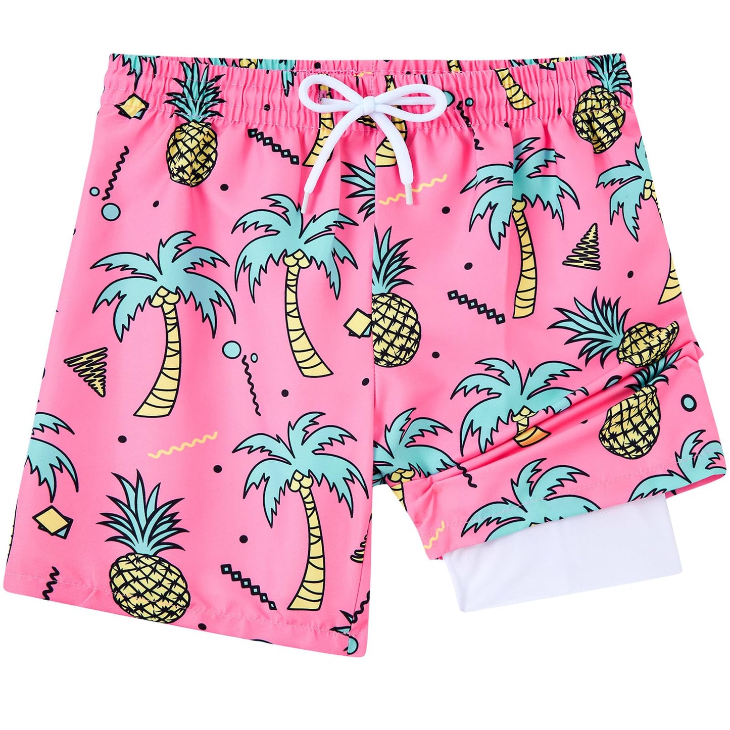 Aideaone Boys Swim Trunks with Mesh Liner Quick Dry Toddler Boy Swim Shorts Kids Bathing Suit with Boxer 4-12Y