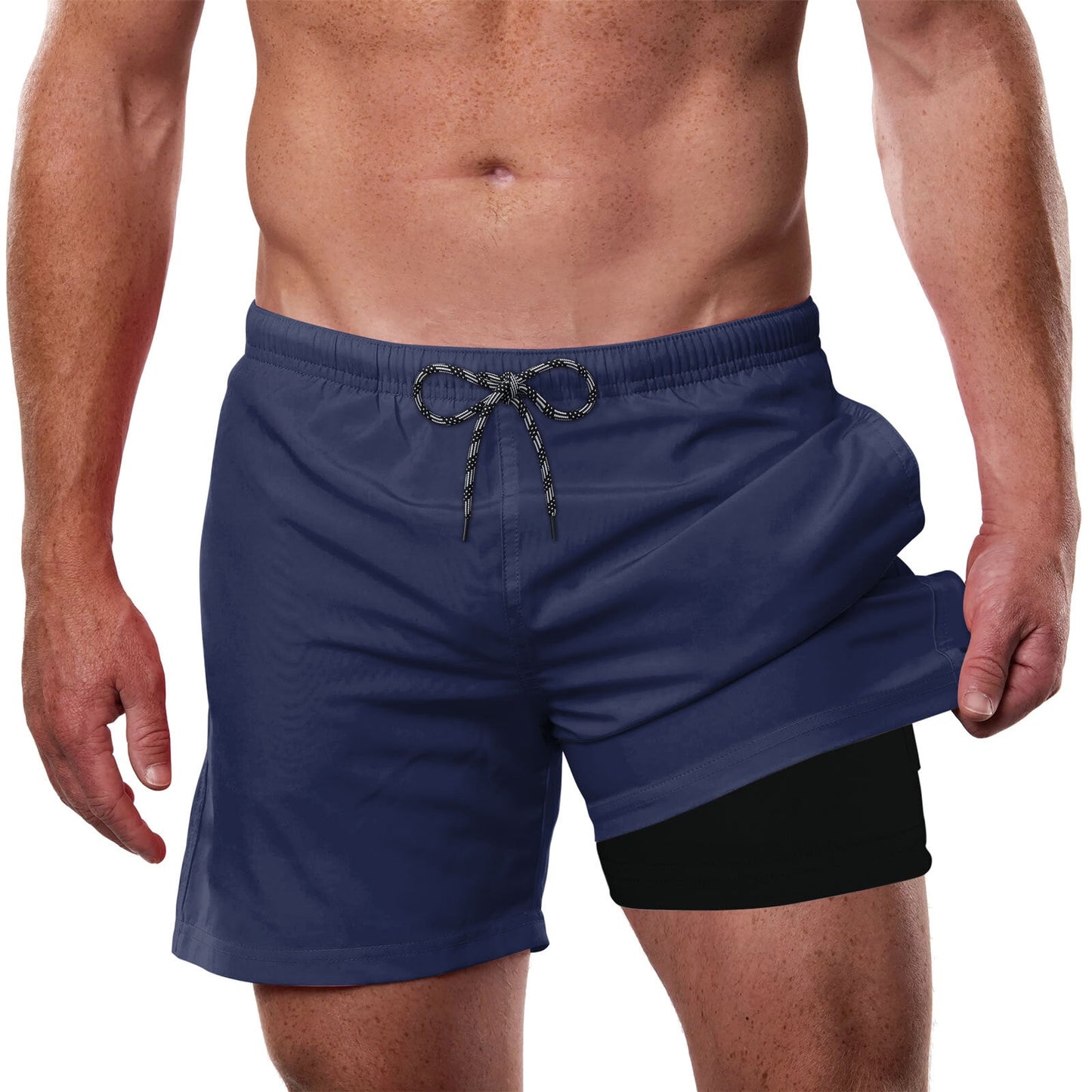 Lollipie Mens Swim Trunks with Compression Liner Quick Dry 5" Stretch Beach Shorts with Pockets Board Shorts