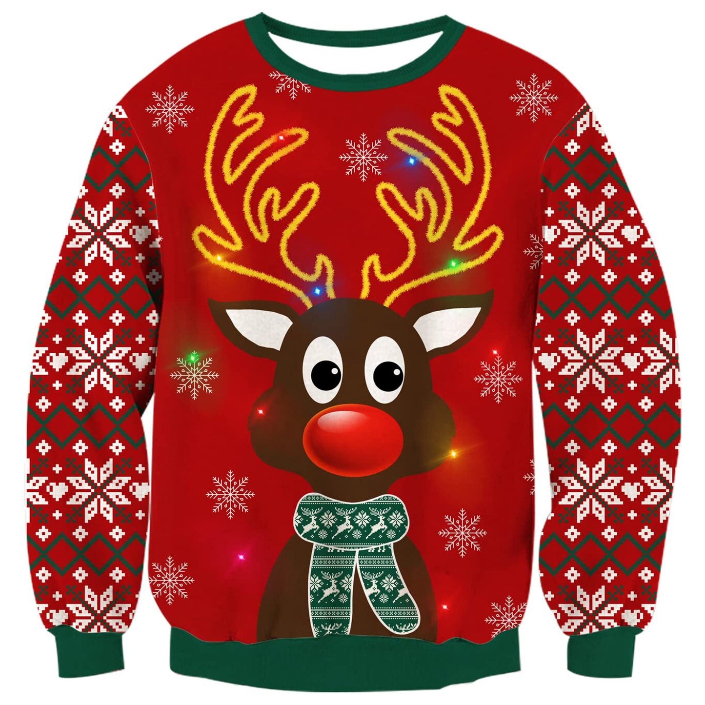 Lollipie Ugly Christmas Light up Sweater for Women/Men with Multi-Colored Led Flashing Lights Knitted Sweater