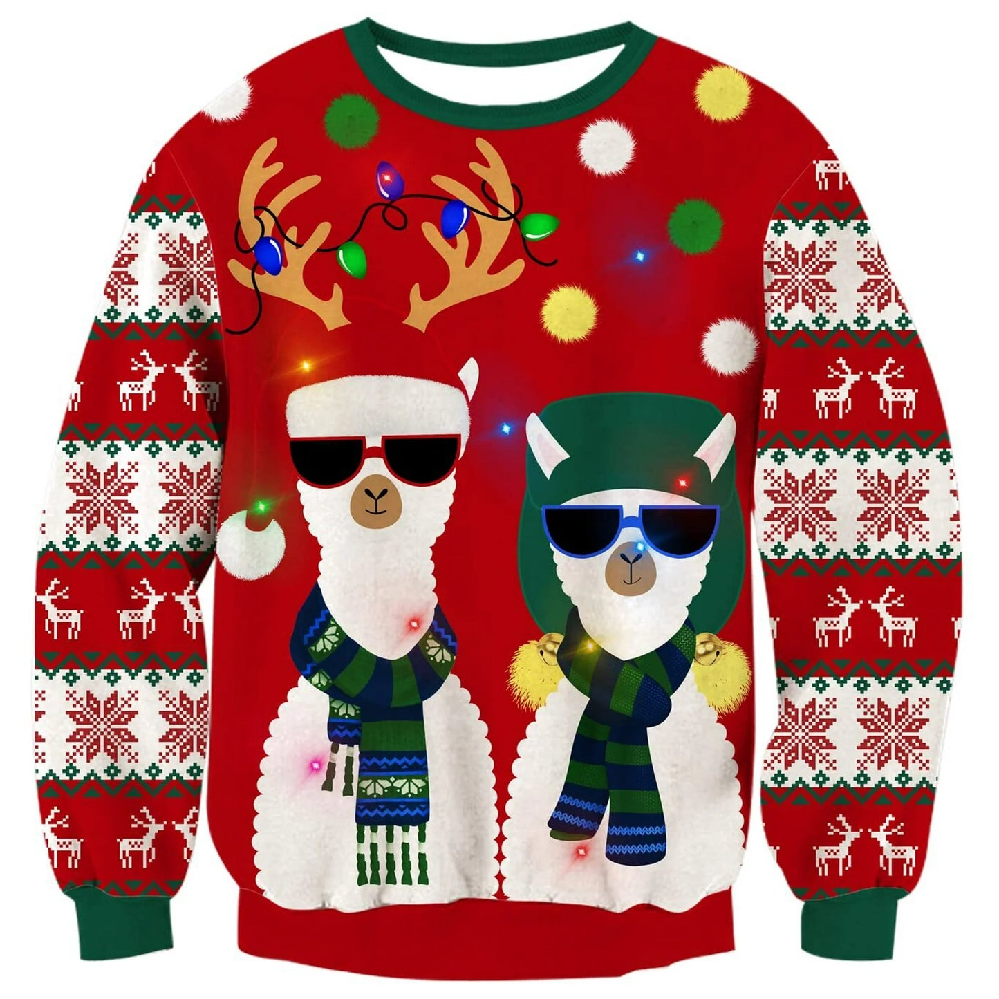Lollipie Ugly Christmas Light up Sweater for Women/Men with Multi-Colored Led Flashing Lights Knitted Sweater