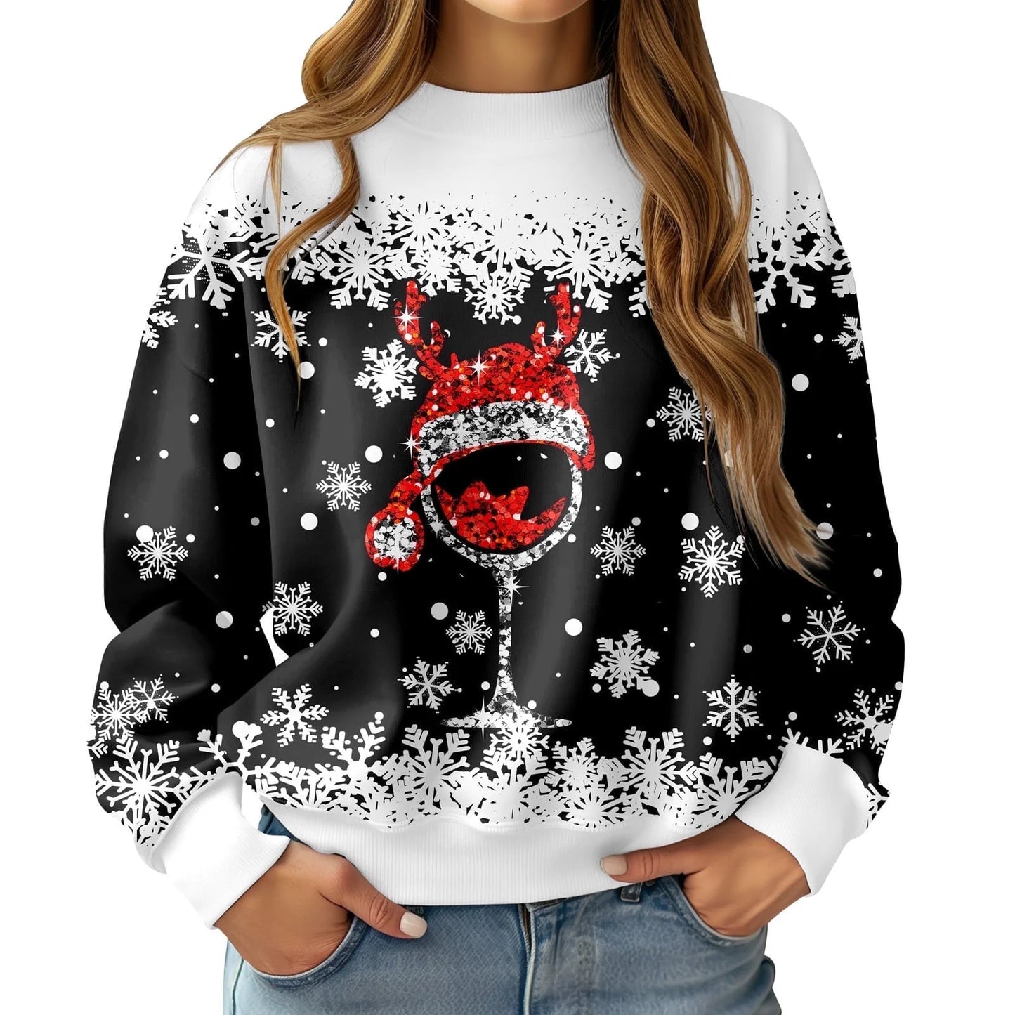 Lollipie Women Ugly Christmas Sweatshirt Long Sleeve Shirts Crew Neck Pullover