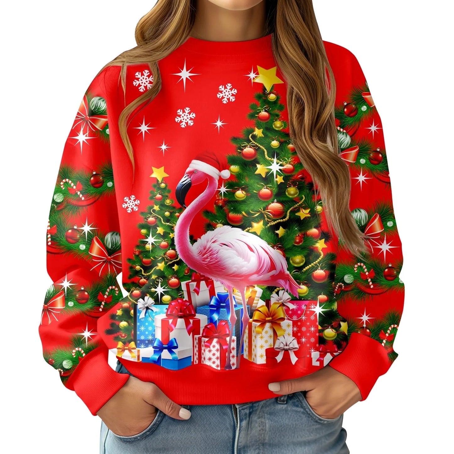 Lollipie Women Ugly Christmas Sweatshirt Long Sleeve Shirts Crew Neck Pullover