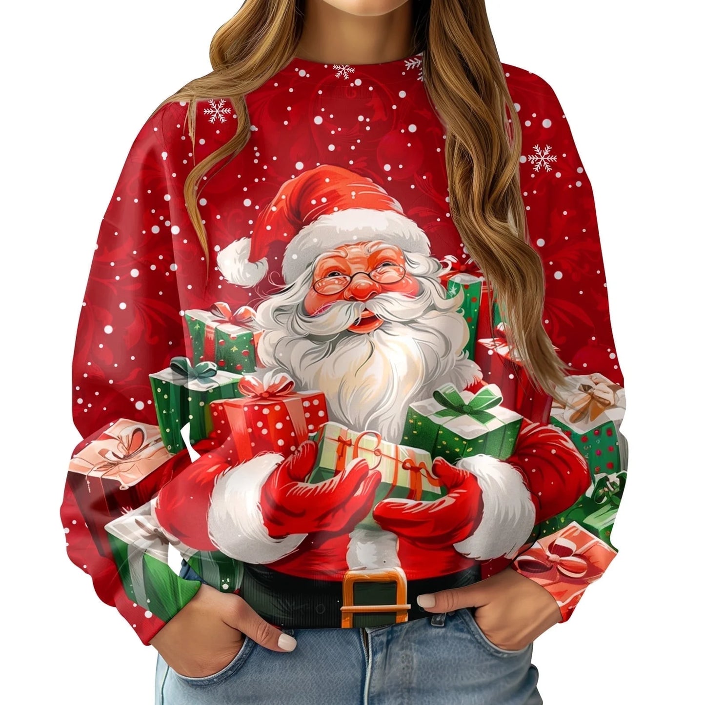 Lollipie Women Ugly Christmas Sweatshirt Long Sleeve Shirts Crew Neck Pullover