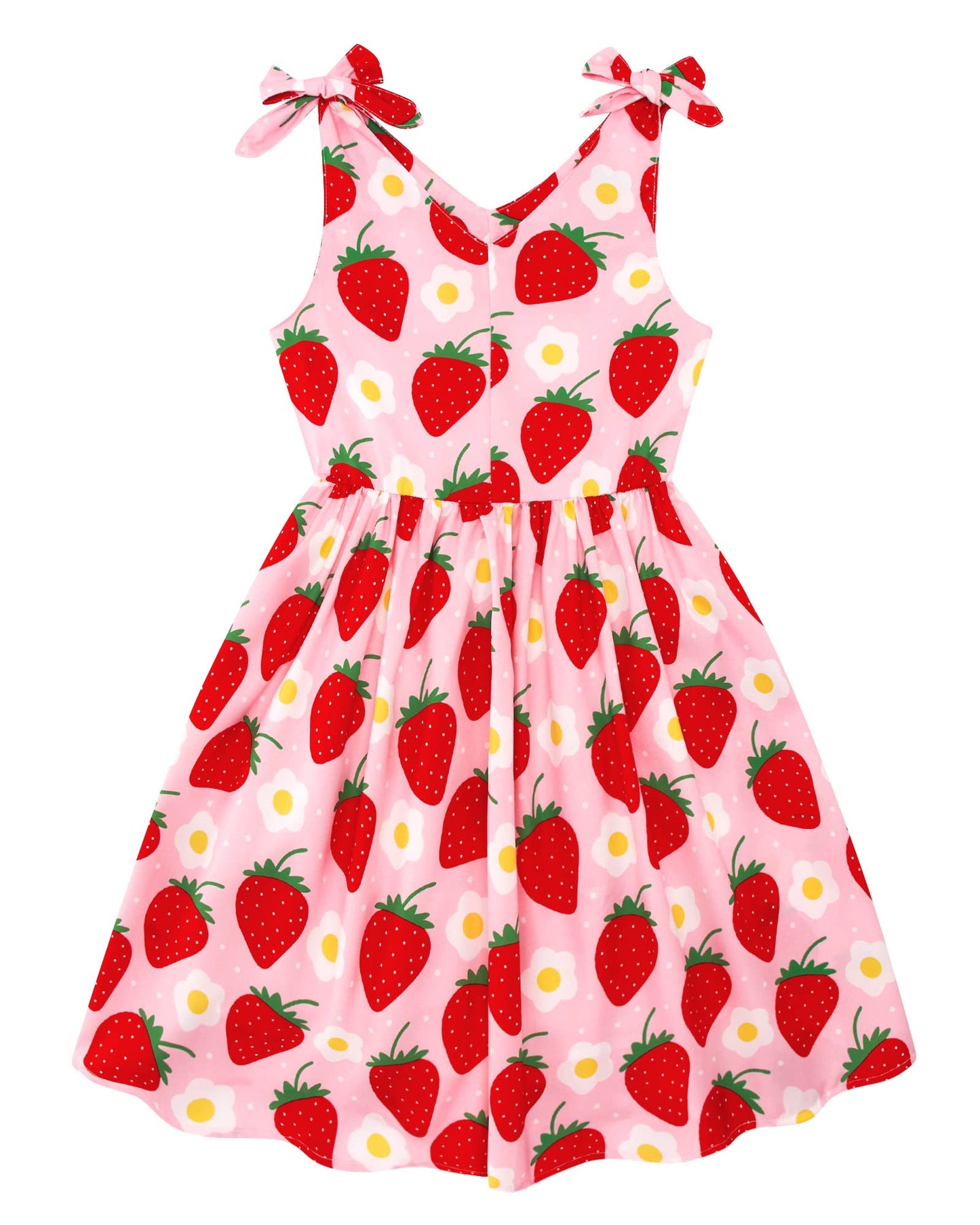 Aideaone Girls Dresses Sleeveless Summer Dress Bowknot Strap Stripe V Neck Sundress Blue 3-10T