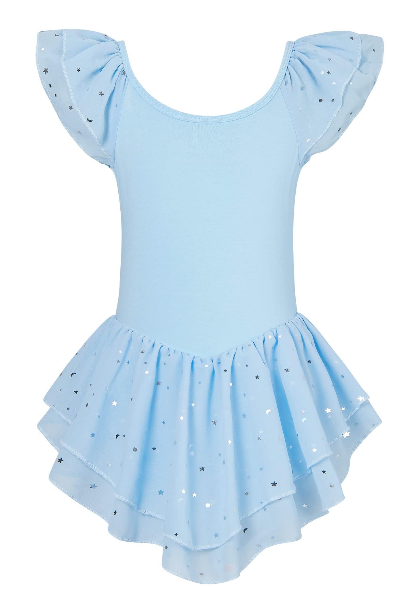 Aideaone Girls Ballet Dance Dress Toddler Leotards Ruffle Sleeve Shiny Ballet Tutu Skirt Pink 2-9T