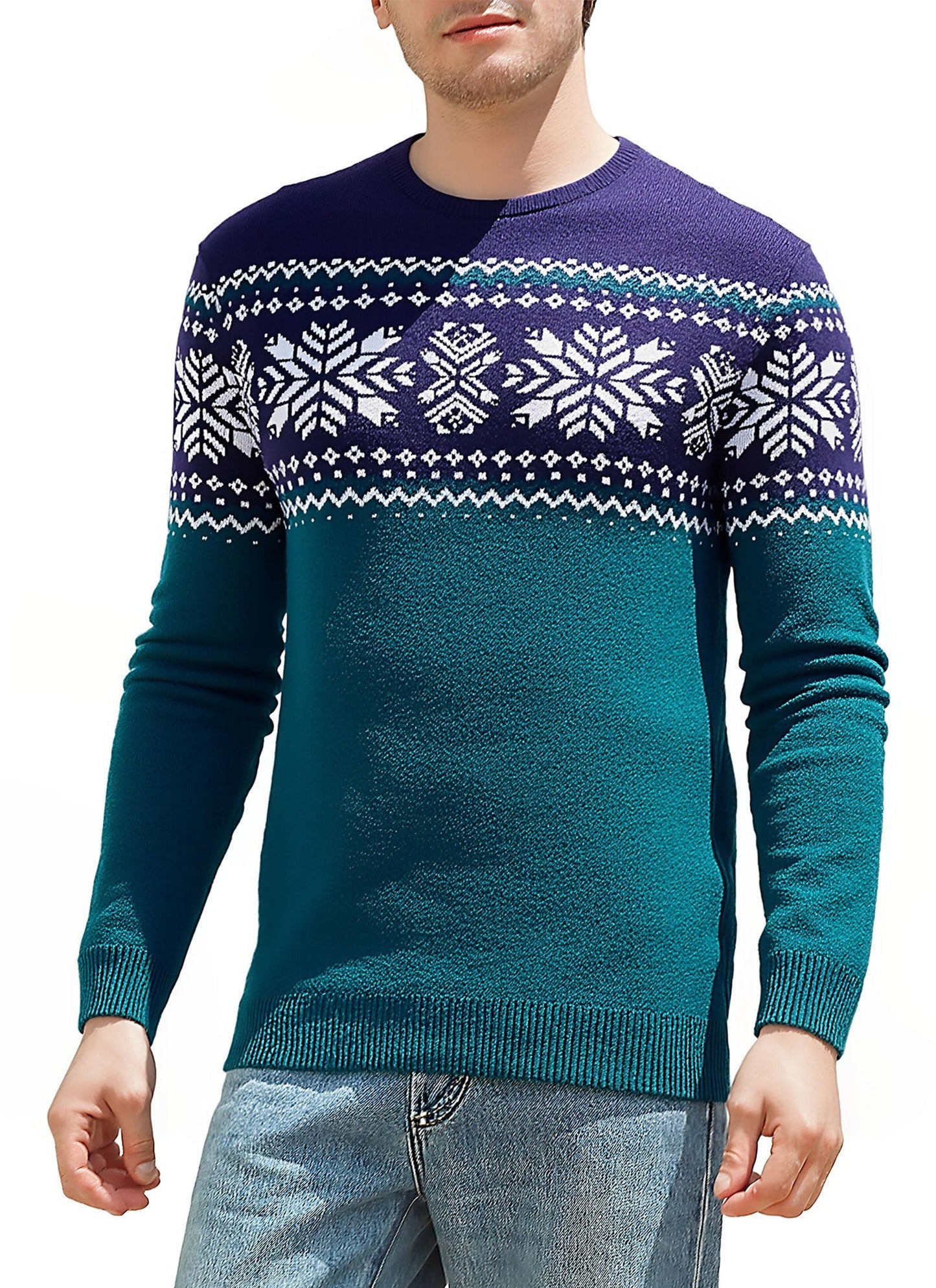 Lollipie Men's Knit Sweater Crewneck Loose Fit Casual Long Sleeve Cable Knitted Pullover Large Size