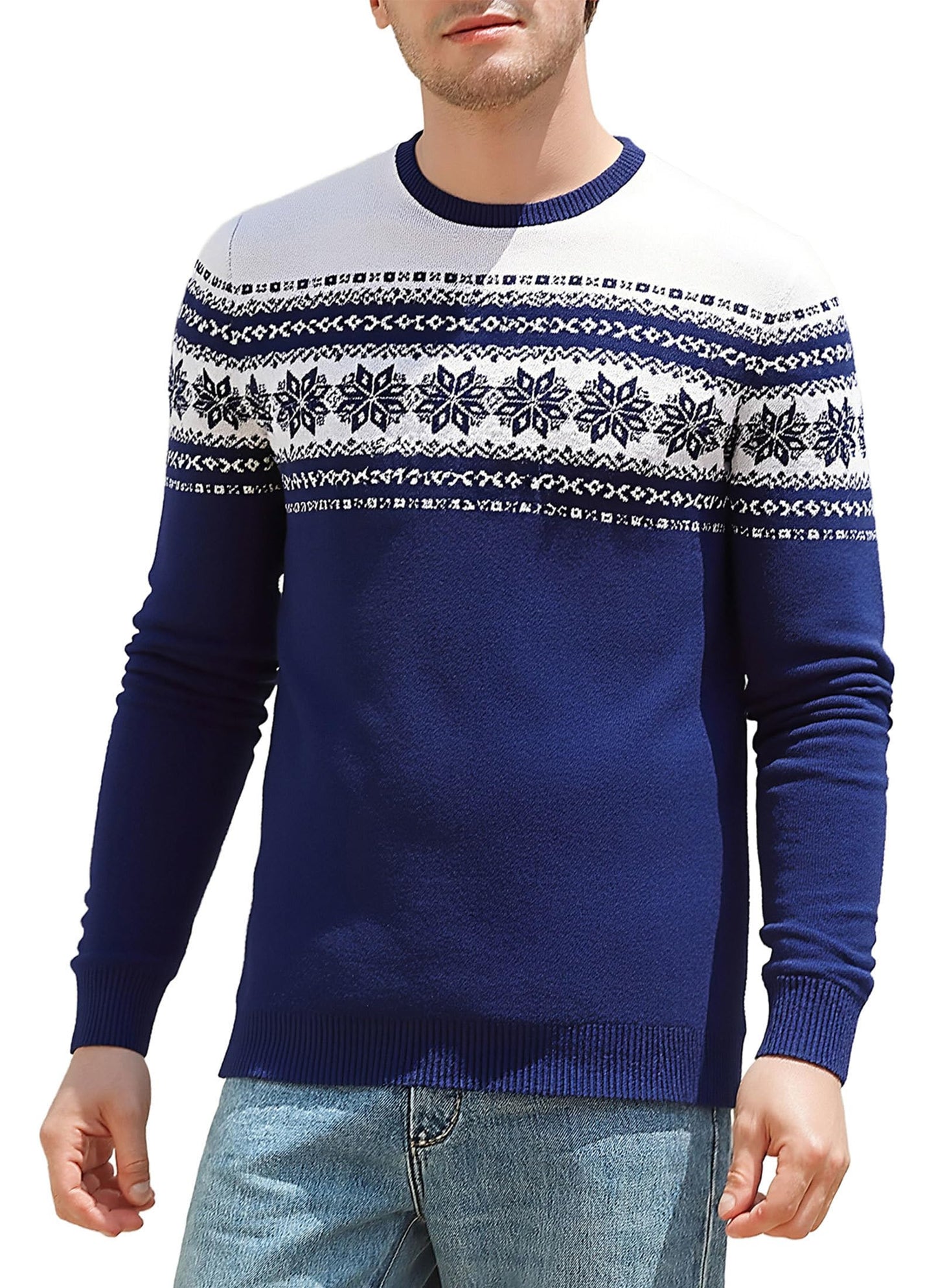 Lollipie Men's Knit Sweater Crewneck Loose Fit Casual Long Sleeve Cable Knitted Pullover Large Size