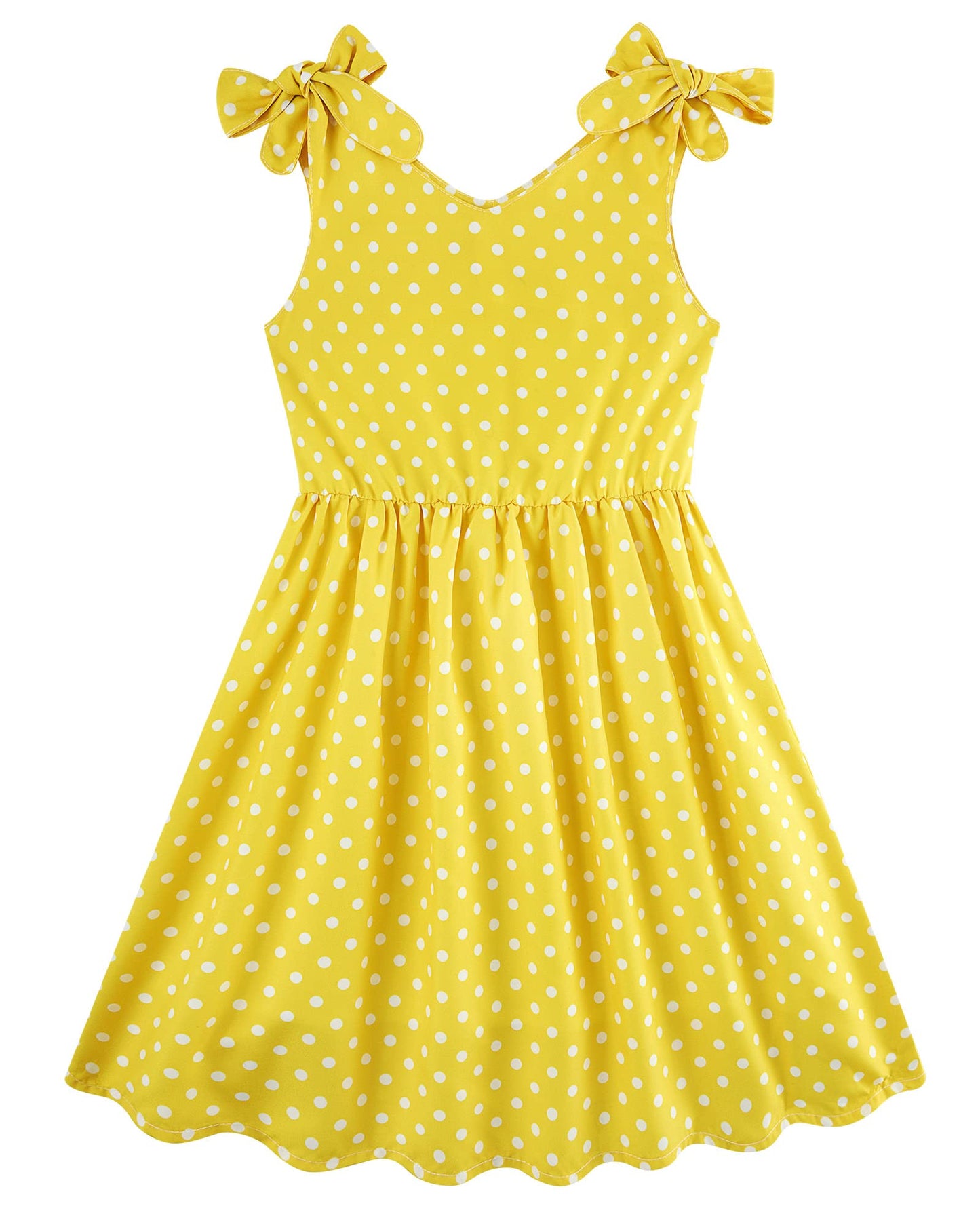 Aideaone Girls Dresses Sleeveless Summer Dress Bowknot Strap Stripe V Neck Sundress Blue 3-10T
