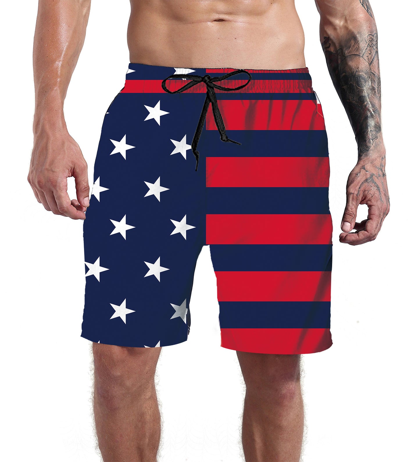 Lollipie Men Swim Trunks Drawstring Elastic Waist Quick Dry