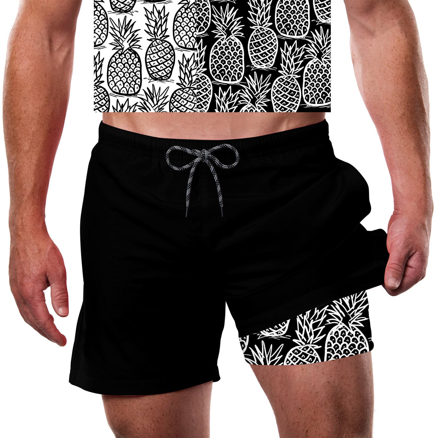 Lollipie Mens Swim Trunks with Compression Liner Quick Dry 5" Stretch Beach Shorts with Pockets Board Shorts
