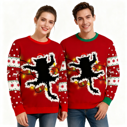 Lollipie Ugly Christmas Light up Sweater for Women/Men with Multi-Colored Led Flashing Lights Knitted Sweater