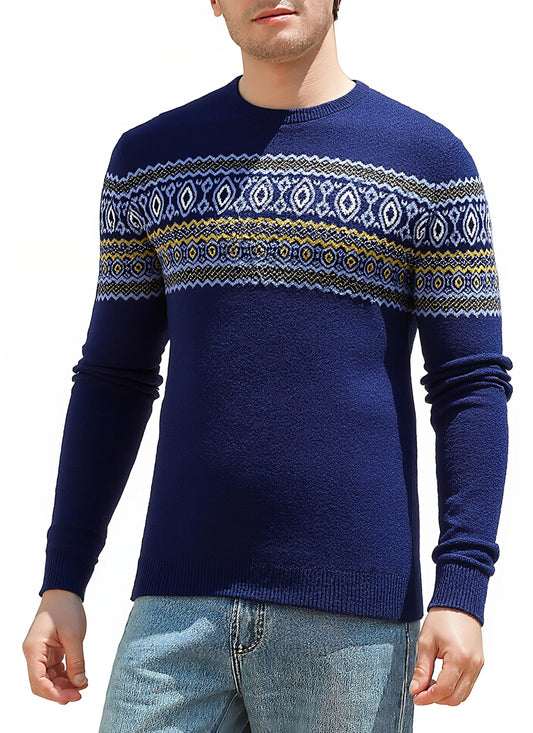 Lollipie Men's Knit Sweater Crewneck Loose Fit Casual Long Sleeve Cable Knitted Pullover Large Size